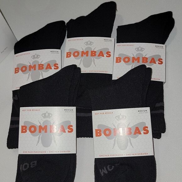 Bombas Calf Socks Men Shoe Size 6-9 Honeycomb Arch Black Lot of 5 Pairs Medium - Picture 2 of 7